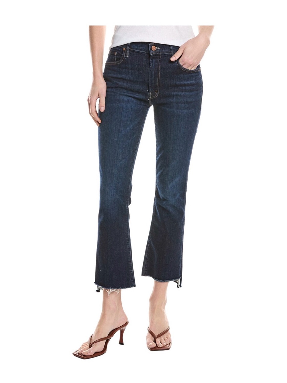 Mother insider crop step fray Dark Wash Jeans - dark wash